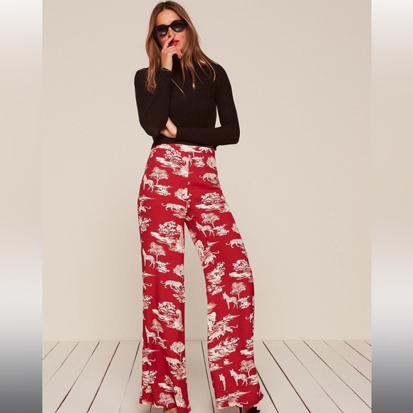 reformation red print pants xs excellent condition - Picture 1 of 6